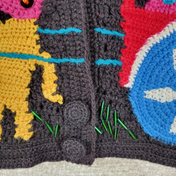 Vintage TLC by Lambert Mexican Fiesta Cardigan Sweater Crochet Knit NWT Size M - Picture 15 of 16